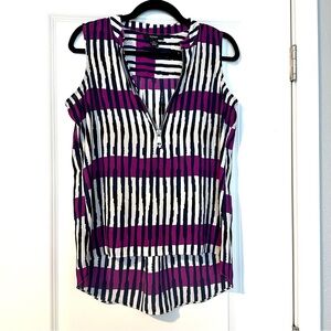 ALFANI PETITE | Women’s Flowy Blouse | Purple White Black | PS